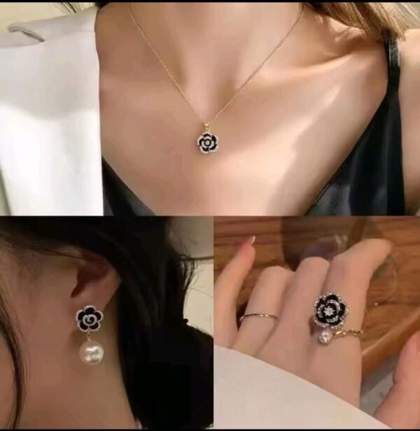 Black rose jewelry set