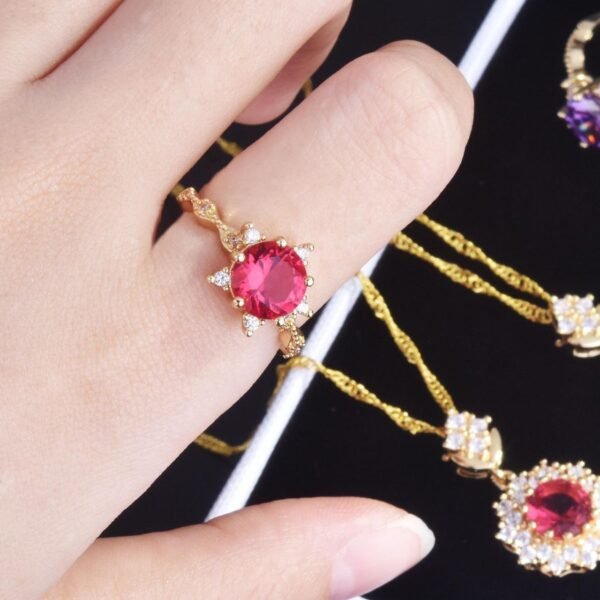 Pink+red / purple Stone jewelry set - Image 4
