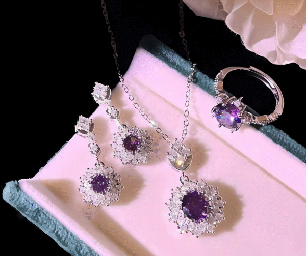 Pink+red / purple Stone jewelry set - Image 7